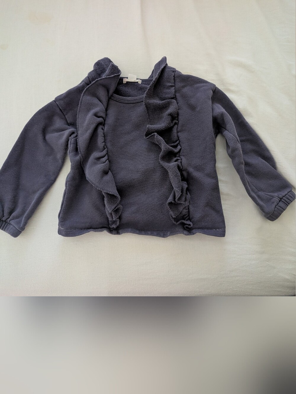 Crewcuts Kids Long Sleeve Ruffle Top - Navy